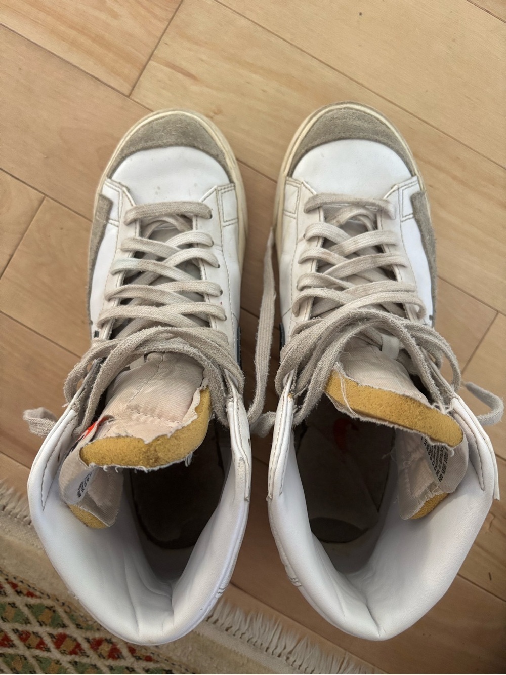 Nike White and Beige High-Top Sneakers
